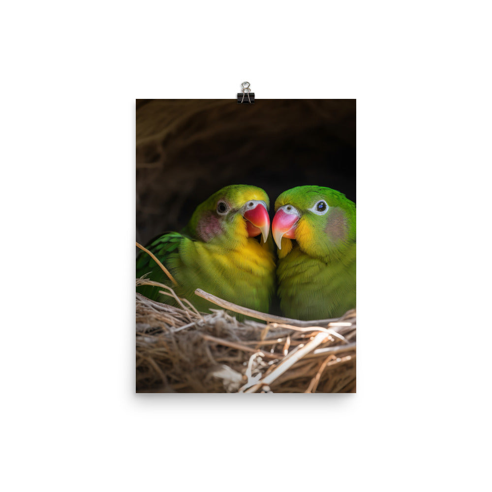 Lovebirds Nesting Photo paper poster - PosterfyAI.com