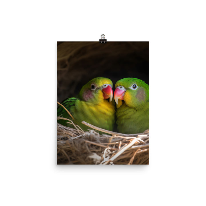 Lovebirds Nesting Photo paper poster - PosterfyAI.com
