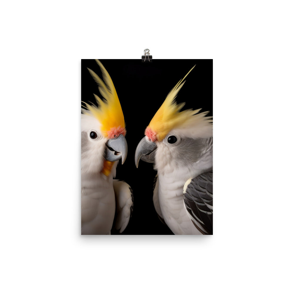 Graceful Cockatiels Photo paper poster - PosterfyAI.com