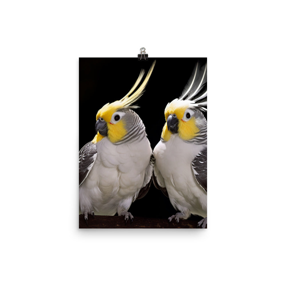 Graceful Cockatiels Photo paper poster - PosterfyAI.com