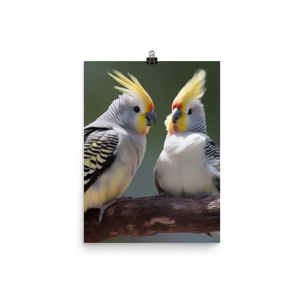 Graceful Cockatiels Photo paper poster - PosterfyAI.com