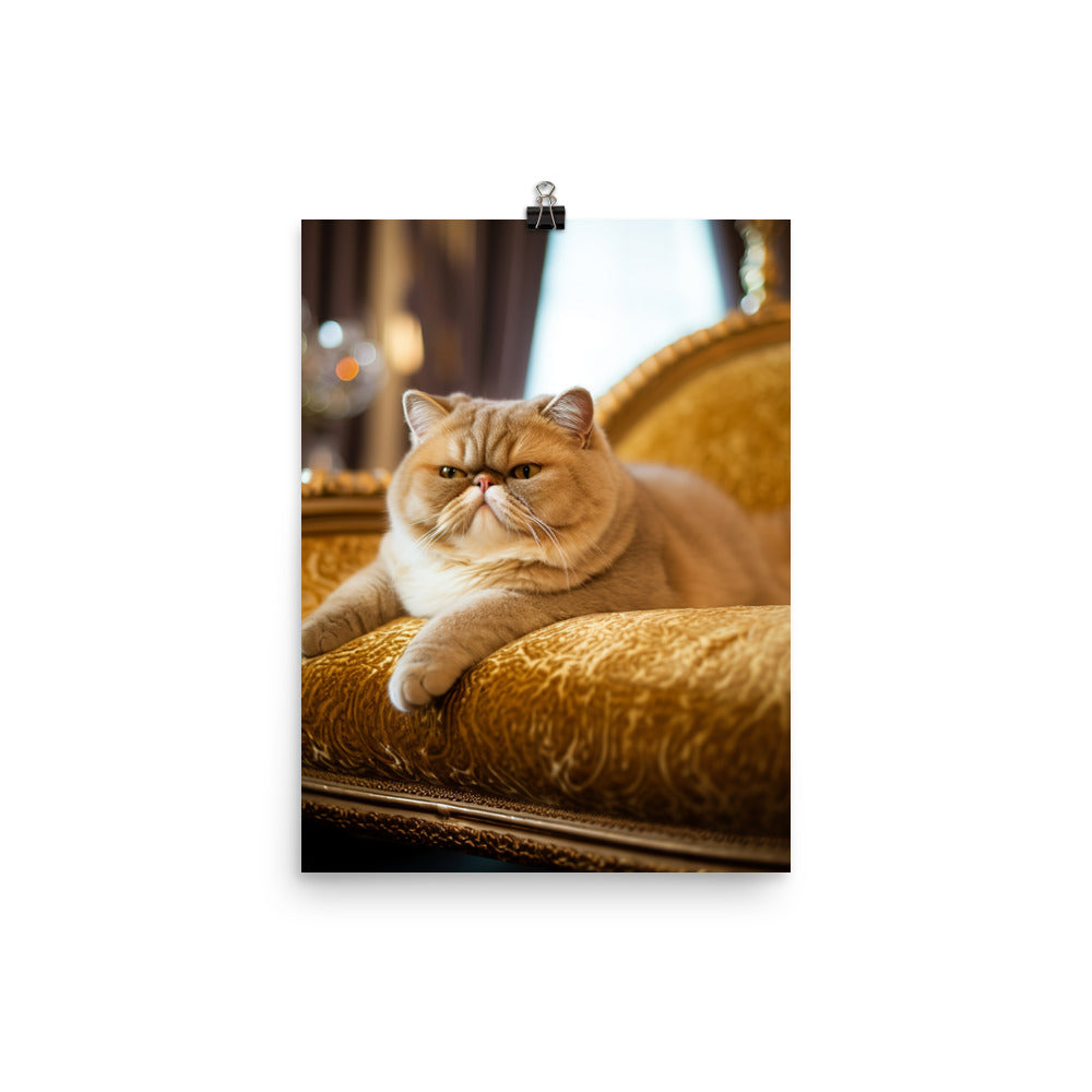 Exotic Shorthair Cat Lounging Photo paper poster - PosterfyAI.com