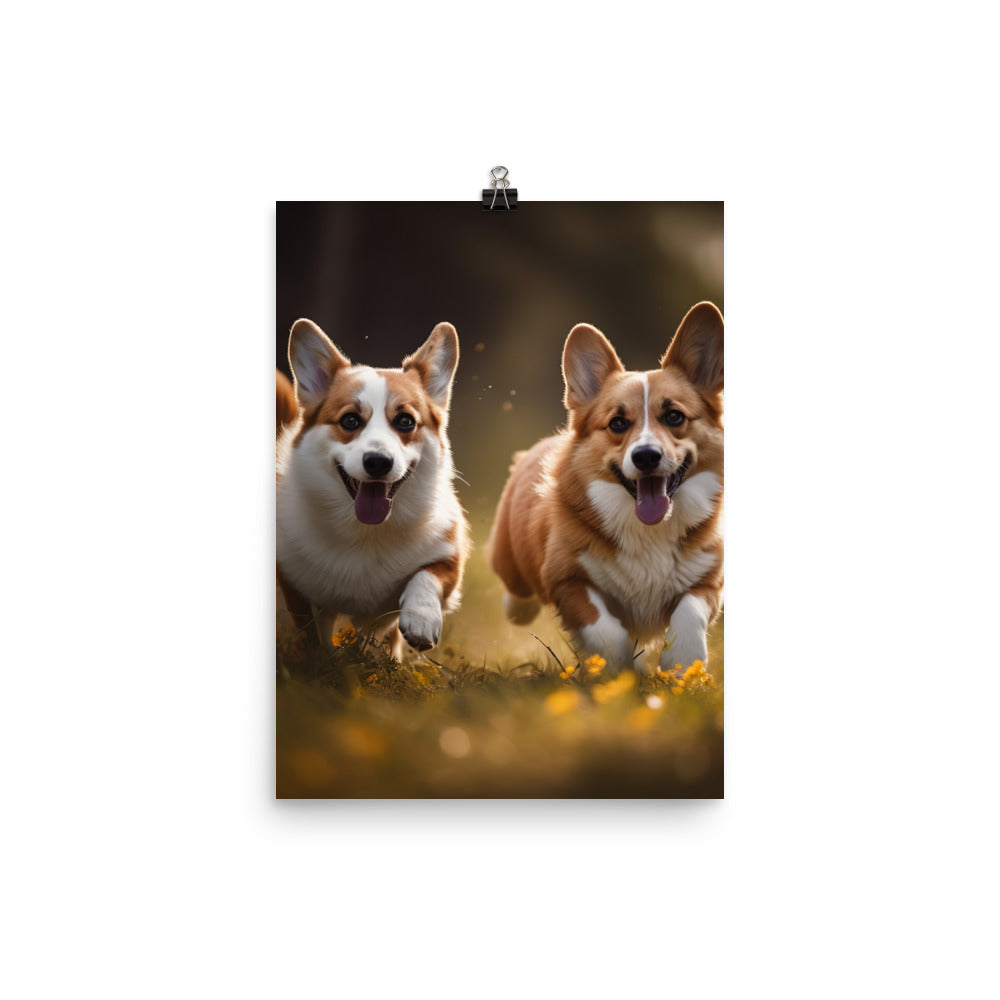 Welsh Corgi Best Friends Photo paper poster - PosterfyAI.com