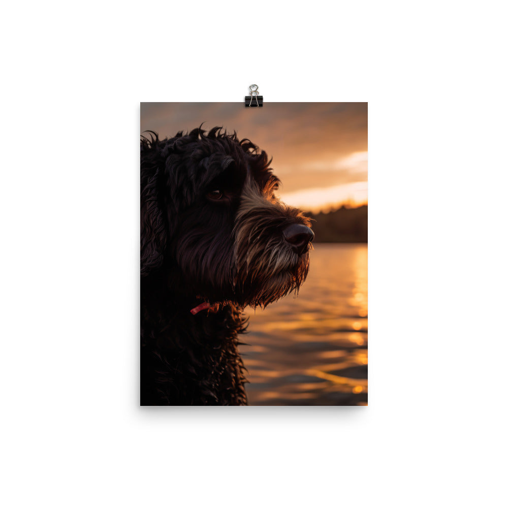 Water Dog at Sunset Photo paper poster - PosterfyAI.com