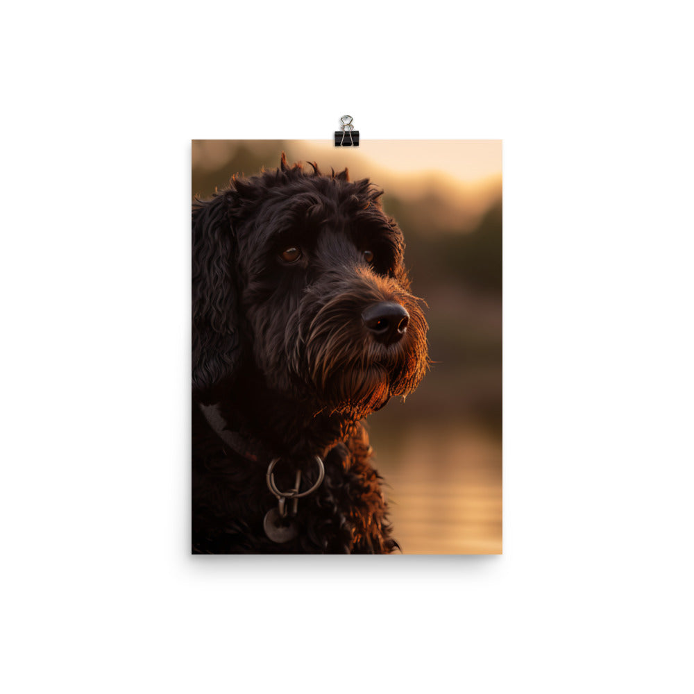 Water Dog at Sunset Photo paper poster - PosterfyAI.com
