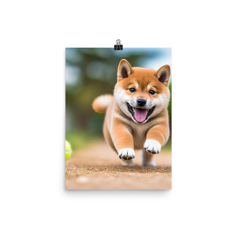 Shiba Inu Pup Playing Photo paper poster - PosterfyAI.com