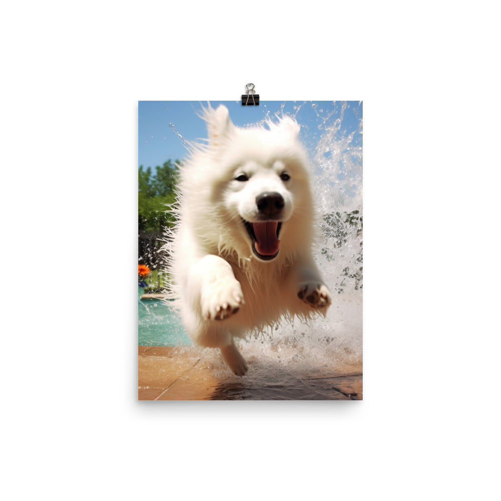 Samoyed Splash Photo paper poster - PosterfyAI.com
