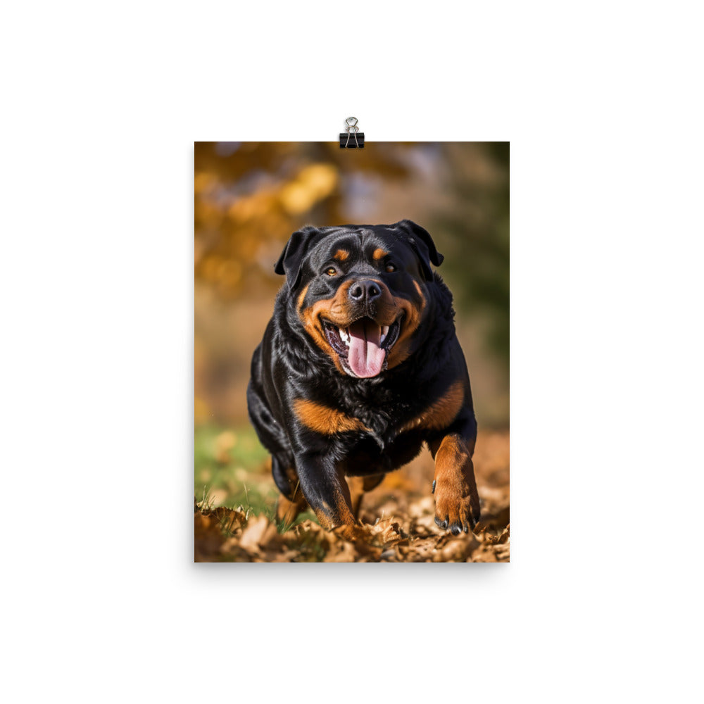 Rottweiler for a walk in the park Photo paper poster - PosterfyAI.com