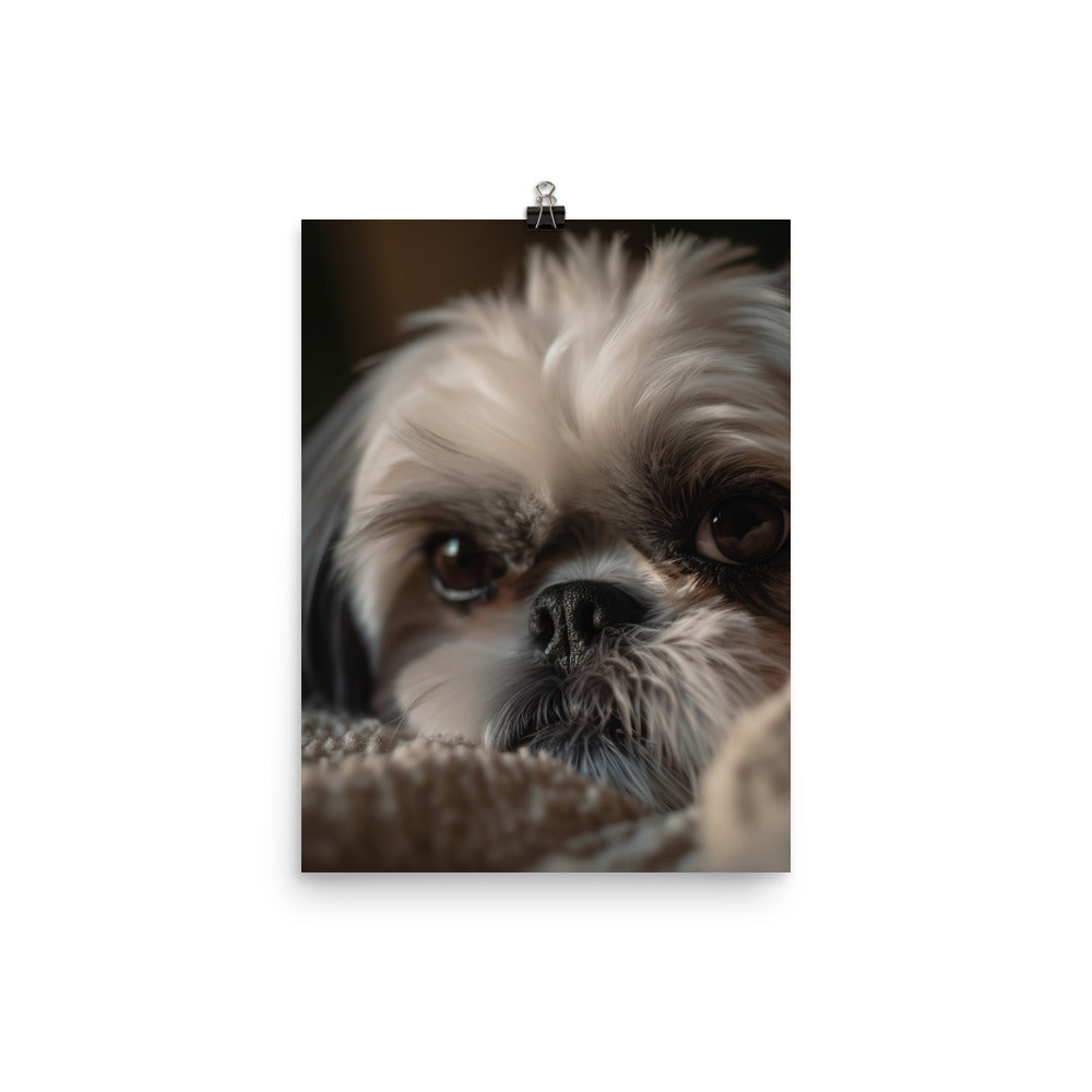 Relaxed Shih Tzu in a Cozy Home Photo paper poster - PosterfyAI.com