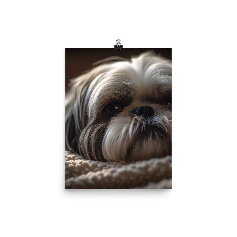 Relaxed Shih Tzu in a Cozy Home Photo paper poster - PosterfyAI.com