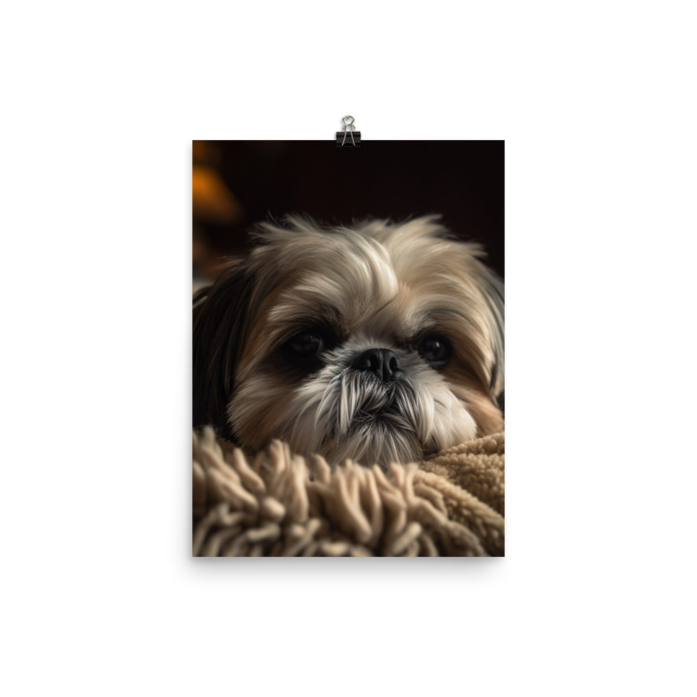 Relaxed Shih Tzu in a Cozy Home Photo paper poster - PosterfyAI.com