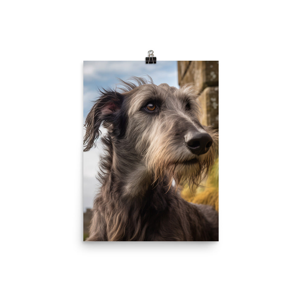 Regal Scottish Deerhound in a Castle Photo paper poster - PosterfyAI.com