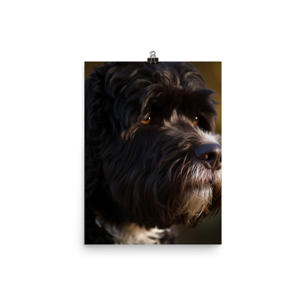 Portrait of a Portuguese Water Dog Photo paper poster - PosterfyAI.com