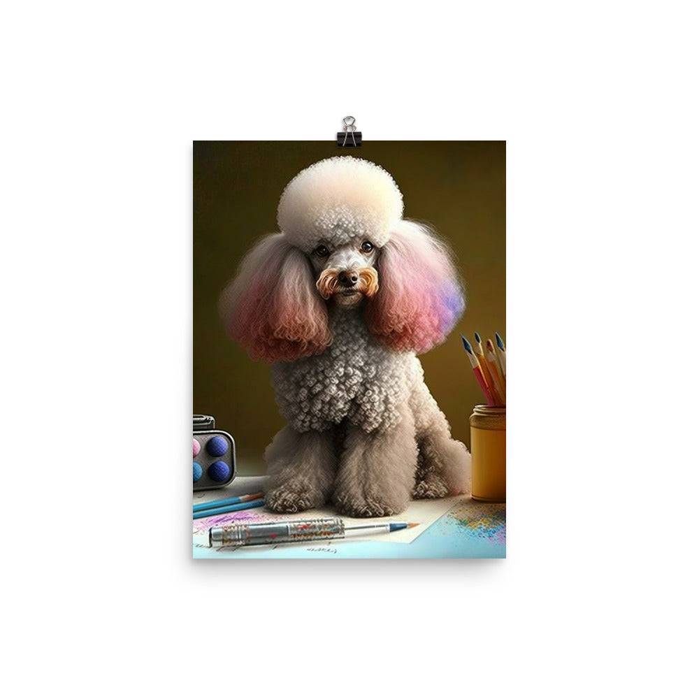 Poodle in colorful abstract style Photo paper poster - PosterfyAI.com
