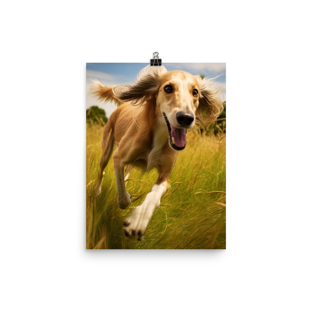 Playful Saluki Photo paper poster - PosterfyAI.com