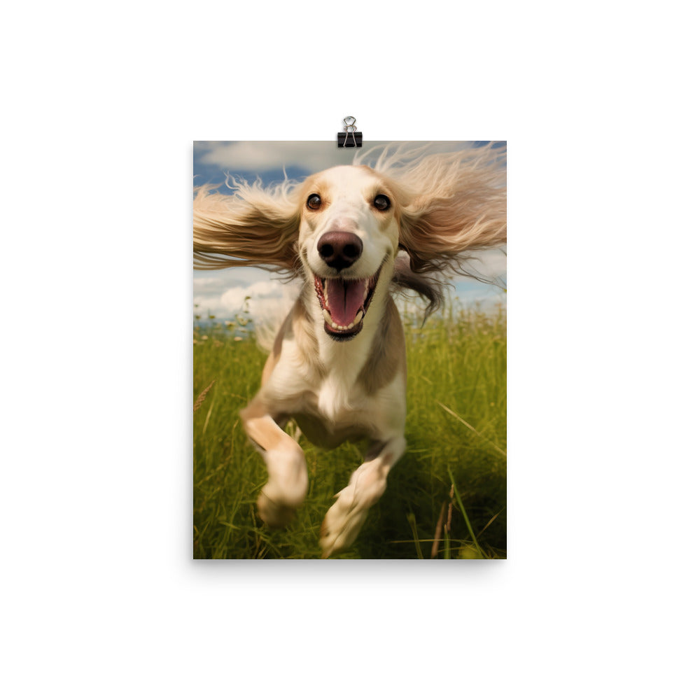 Playful Saluki Photo paper poster - PosterfyAI.com