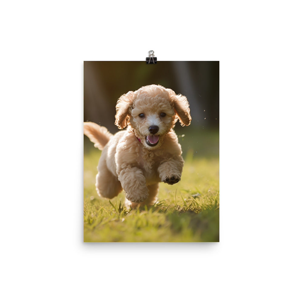 Playful Poodle Pup Photo paper poster - PosterfyAI.com