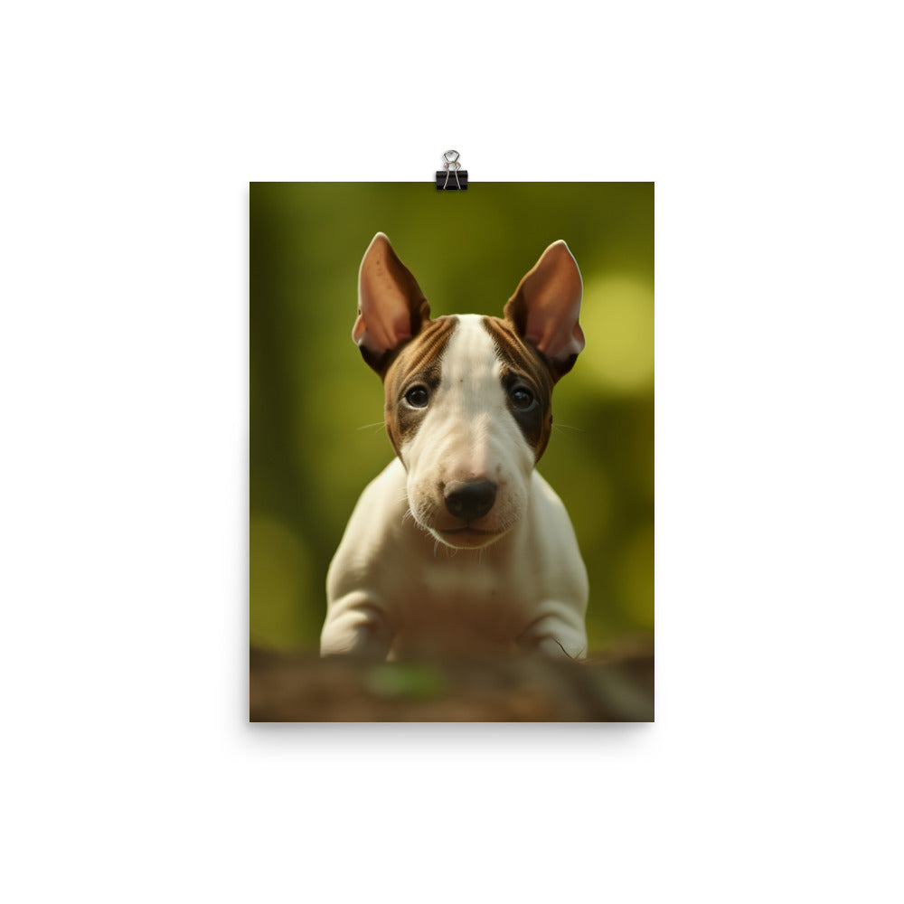 Playful Bull Terrier Pup Photo paper poster - PosterfyAI.com