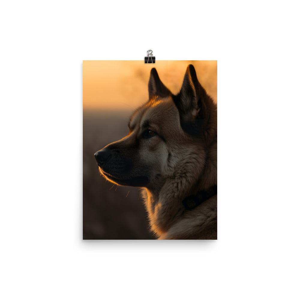 Noble Akita Gazing at the Sunset Photo paper poster - PosterfyAI.com