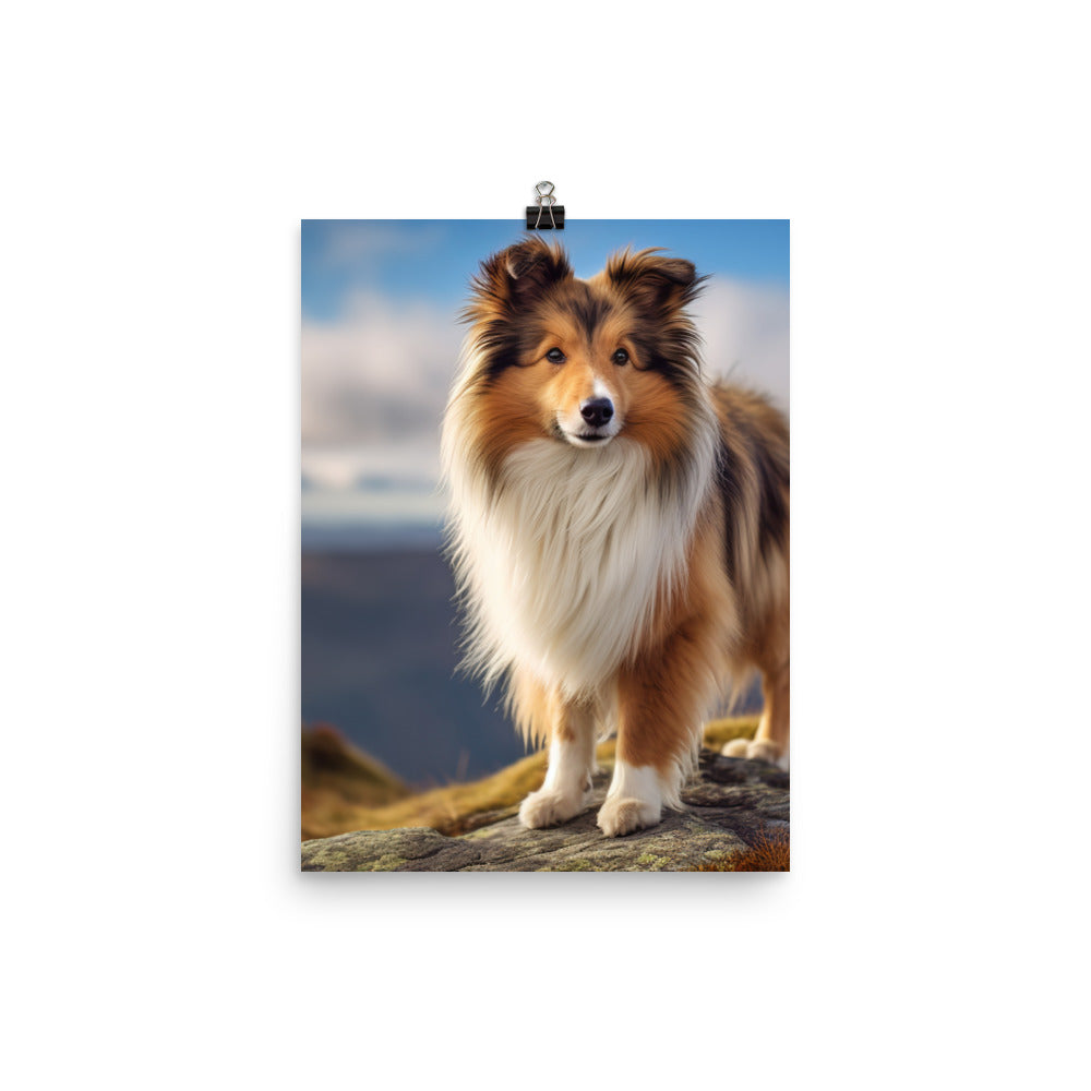 Majestic Shetland Sheepdog on a Hike Photo paper poster - PosterfyAI.com
