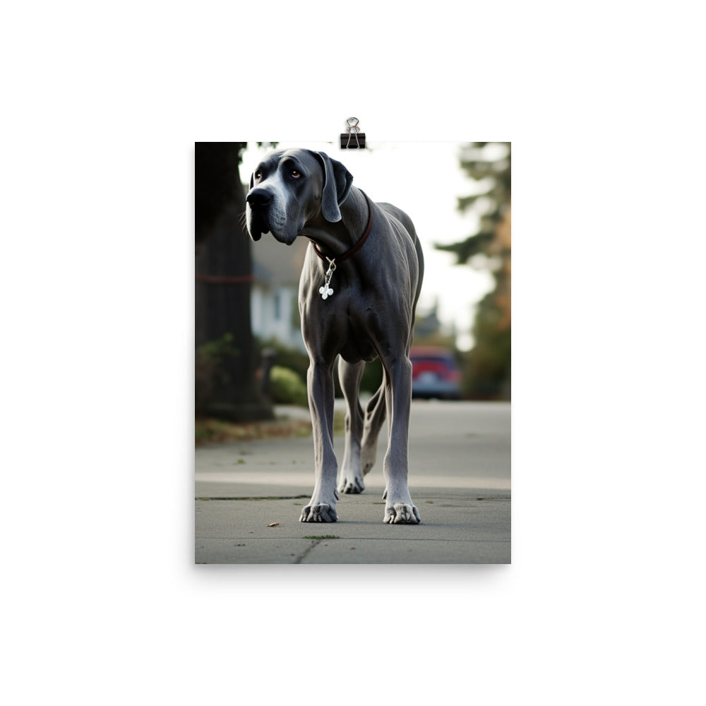 Majestic Great Dane on a Stroll Photo paper poster - PosterfyAI.com