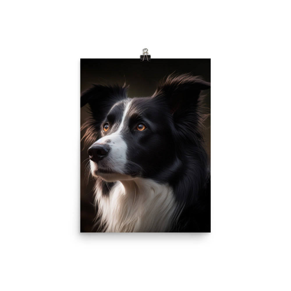 Majestic Border Collie Portrait Photo paper poster - PosterfyAI.com