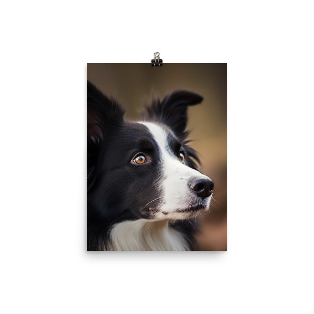 Majestic Border Collie Portrait Photo paper poster - PosterfyAI.com