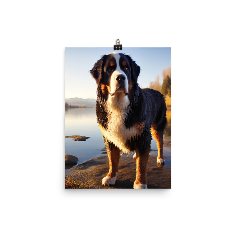 Loyal Bernese Mountain Dog Photo paper poster - PosterfyAI.com