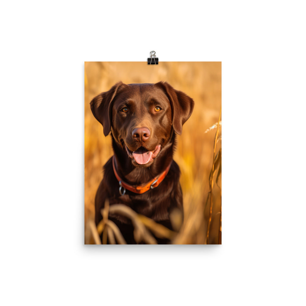 Labrador Retriever Posing in a Field Photo paper poster - PosterfyAI.com