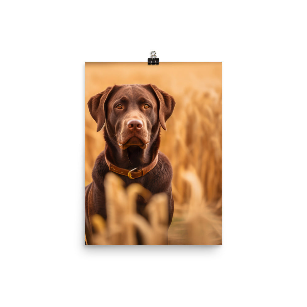 Labrador Retriever Posing in a Field Photo paper poster - PosterfyAI.com