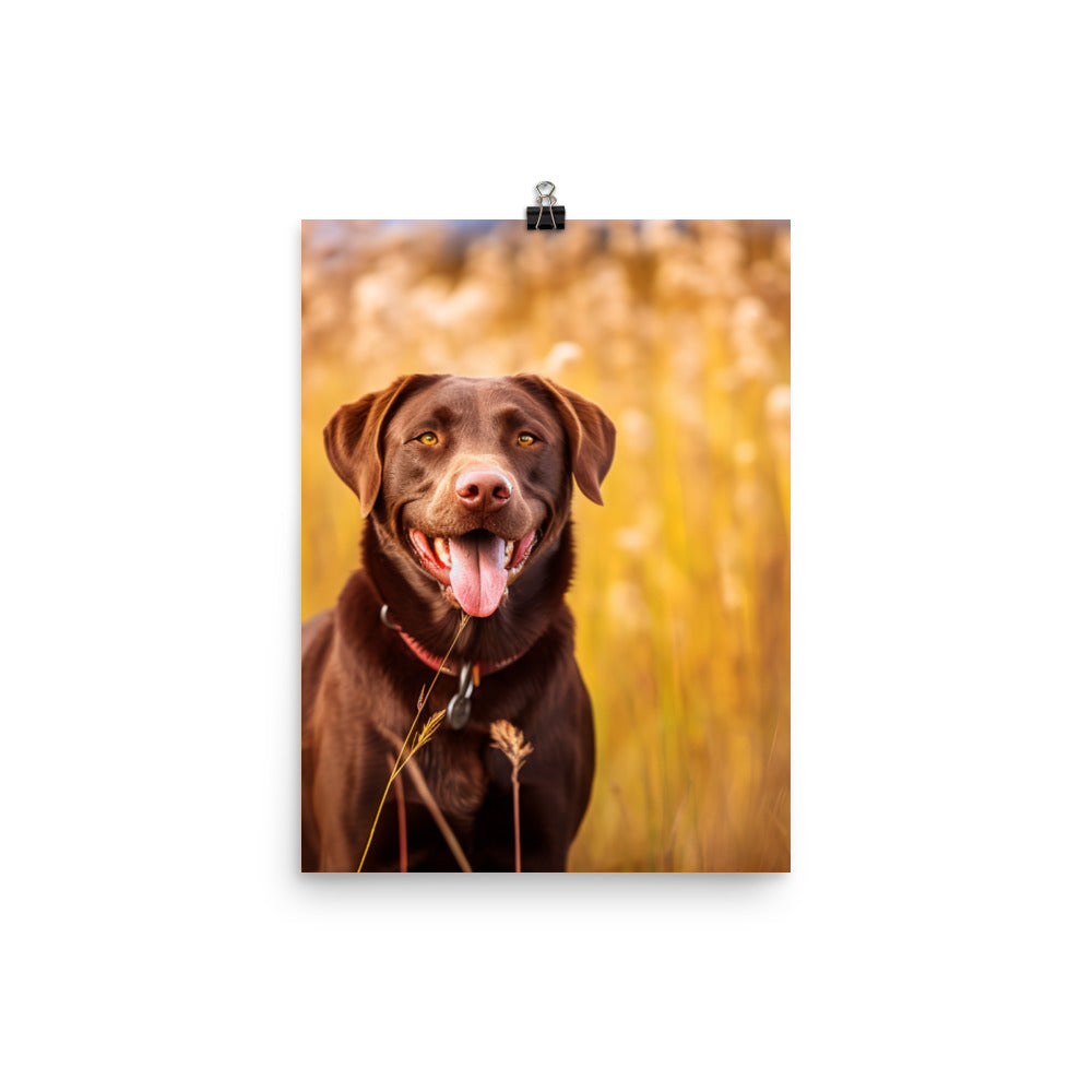 Labrador Retriever Posing in a Field Photo paper poster - PosterfyAI.com