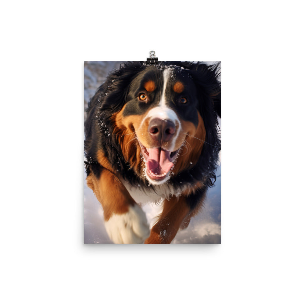 Happy Bernese Mountain Dog Photo paper poster - PosterfyAI.com