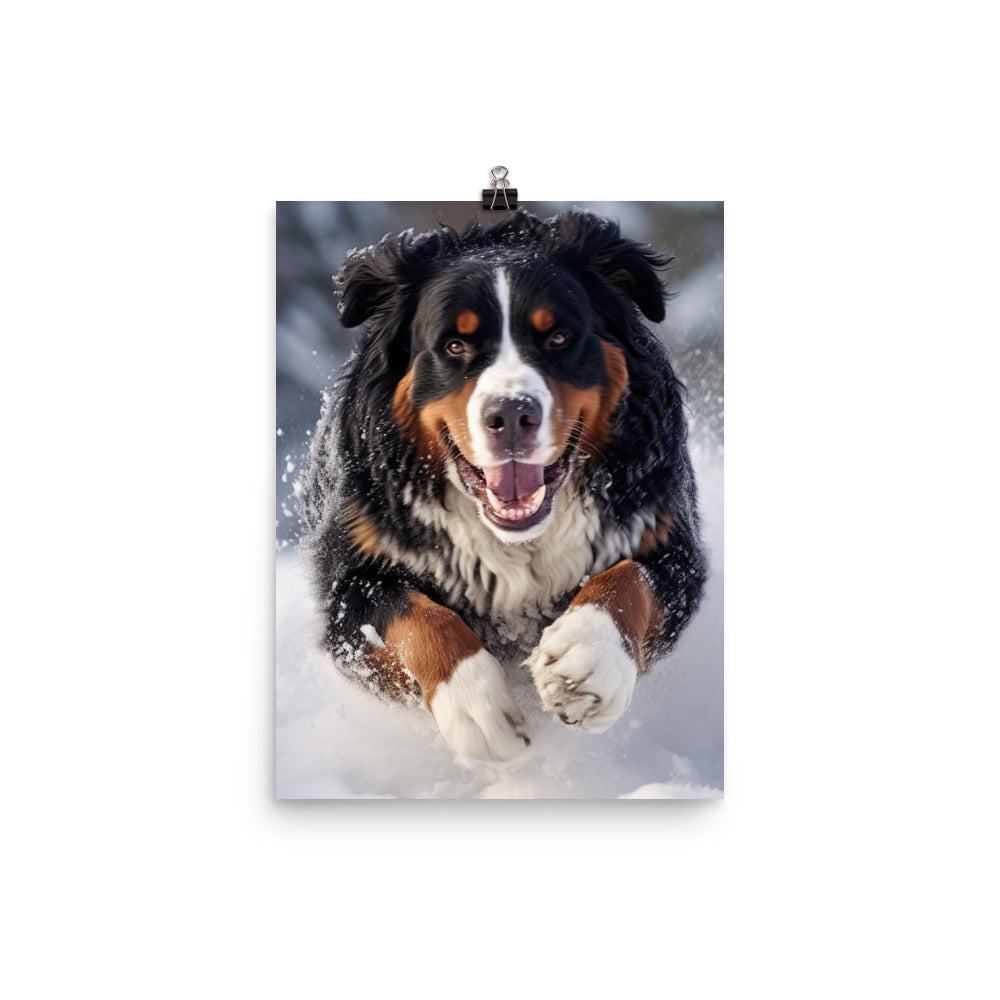 Happy Bernese Mountain Dog Photo paper poster - PosterfyAI.com
