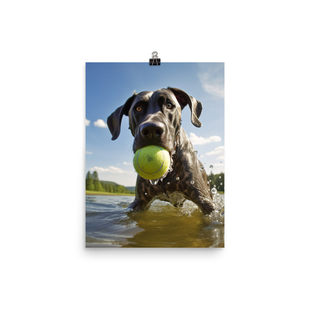 Great Dane at Play Photo paper poster - PosterfyAI.com