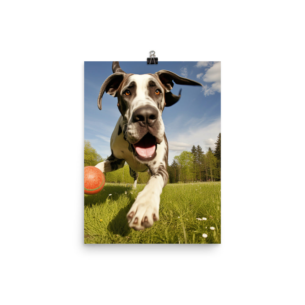 Great Dane at Play Photo paper poster - PosterfyAI.com