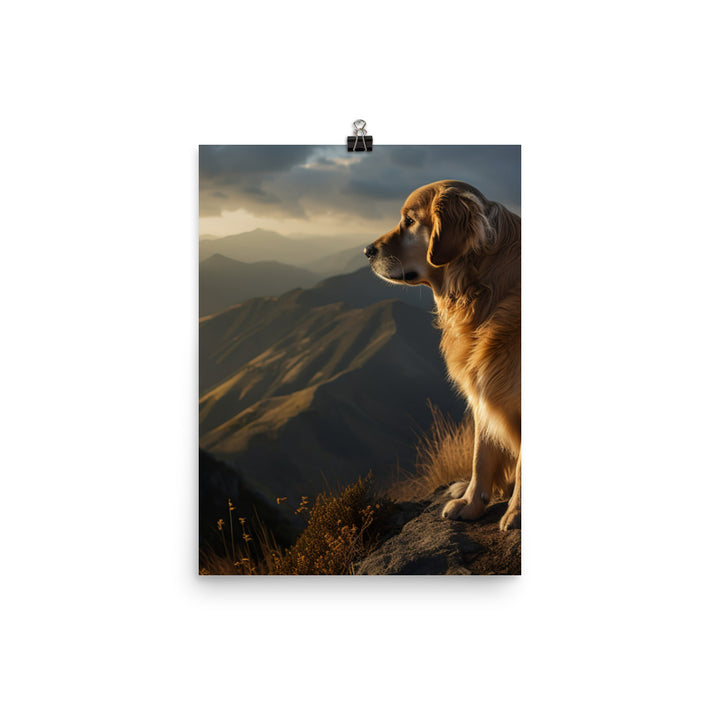 Golden Retriever in the Mountains Photo paper poster - PosterfyAI.com