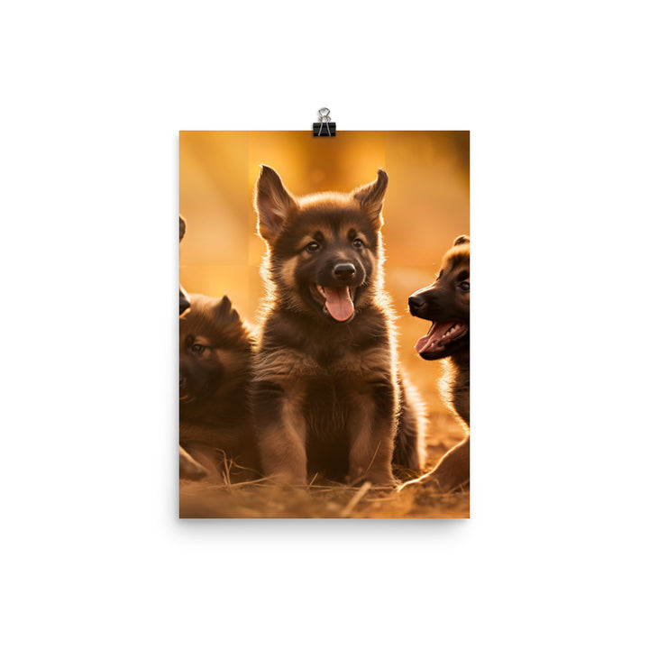 German Shepherd Puppies Photo paper poster - PosterfyAI.com