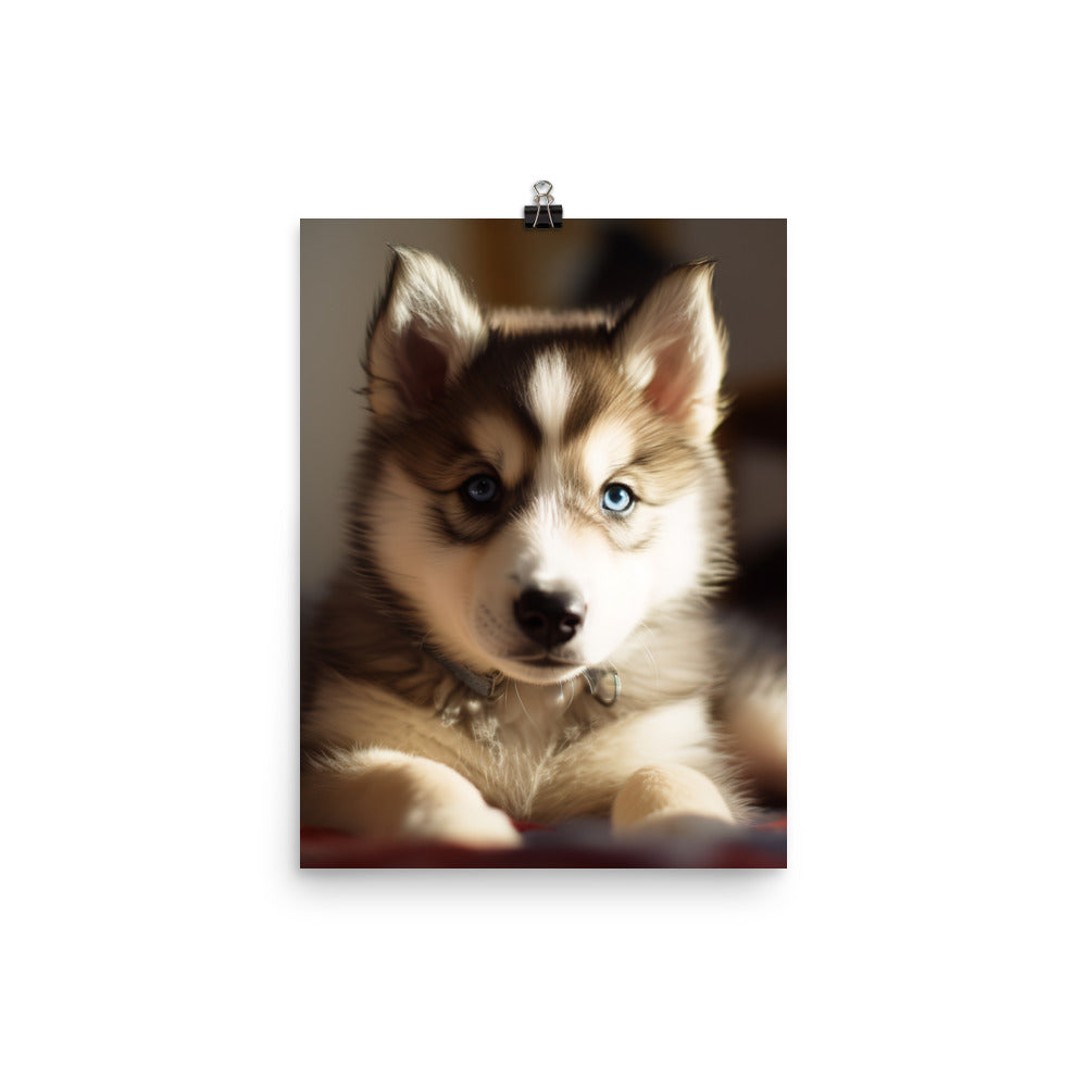 Gentle Alaskan Malamute Pup Photo paper poster - PosterfyAI.com