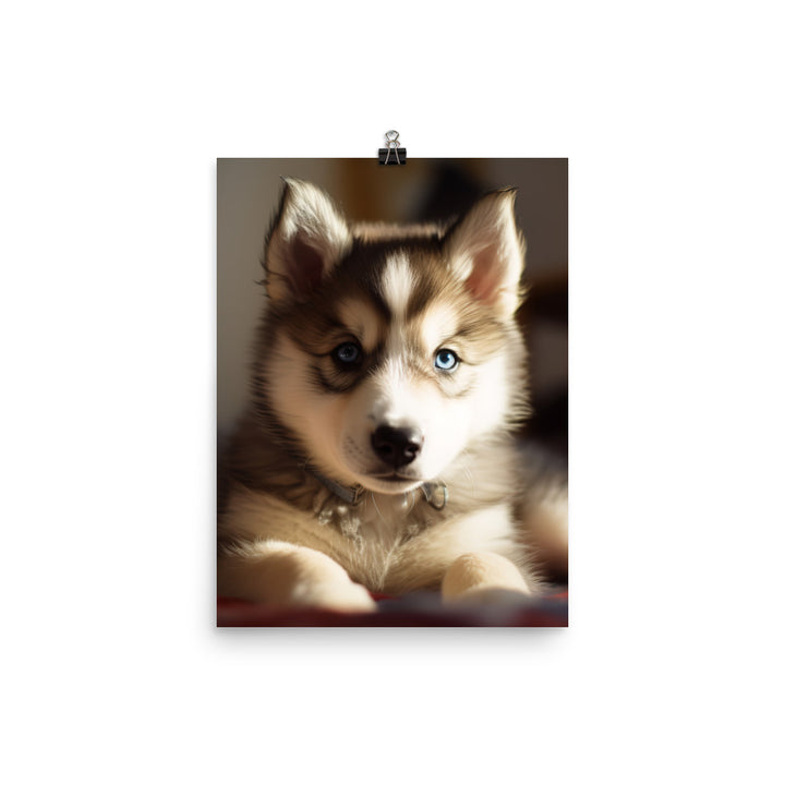Gentle Alaskan Malamute Pup Photo paper poster - PosterfyAI.com