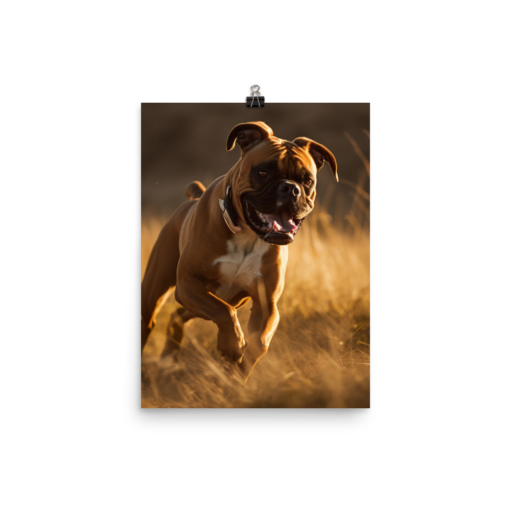 Energetic Boxer at Playtime Photo paper poster - PosterfyAI.com