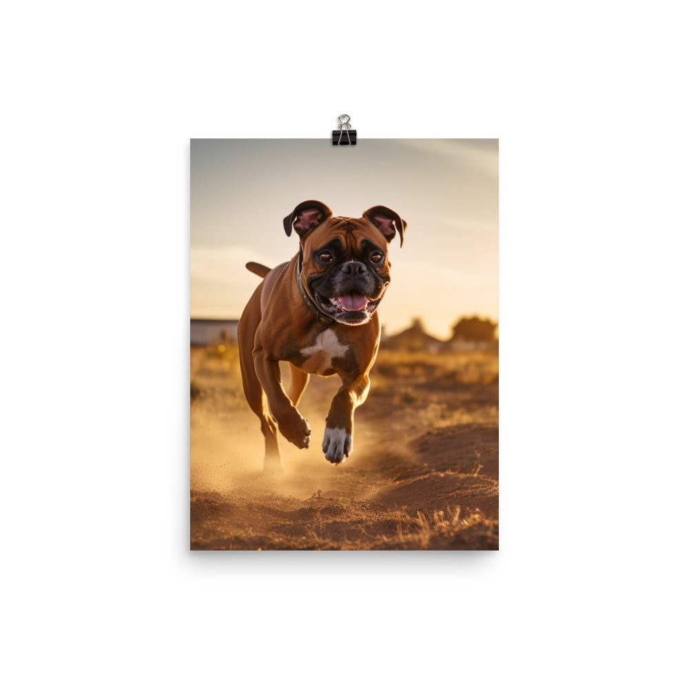 Energetic Boxer at Playtime Photo paper poster - PosterfyAI.com