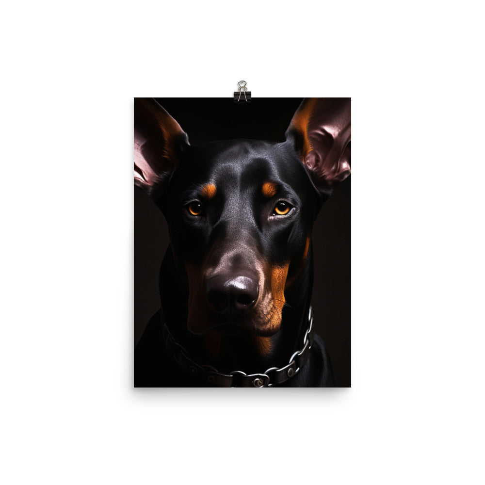 Doberman Pinschers piercing gaze Photo paper poster - PosterfyAI.com