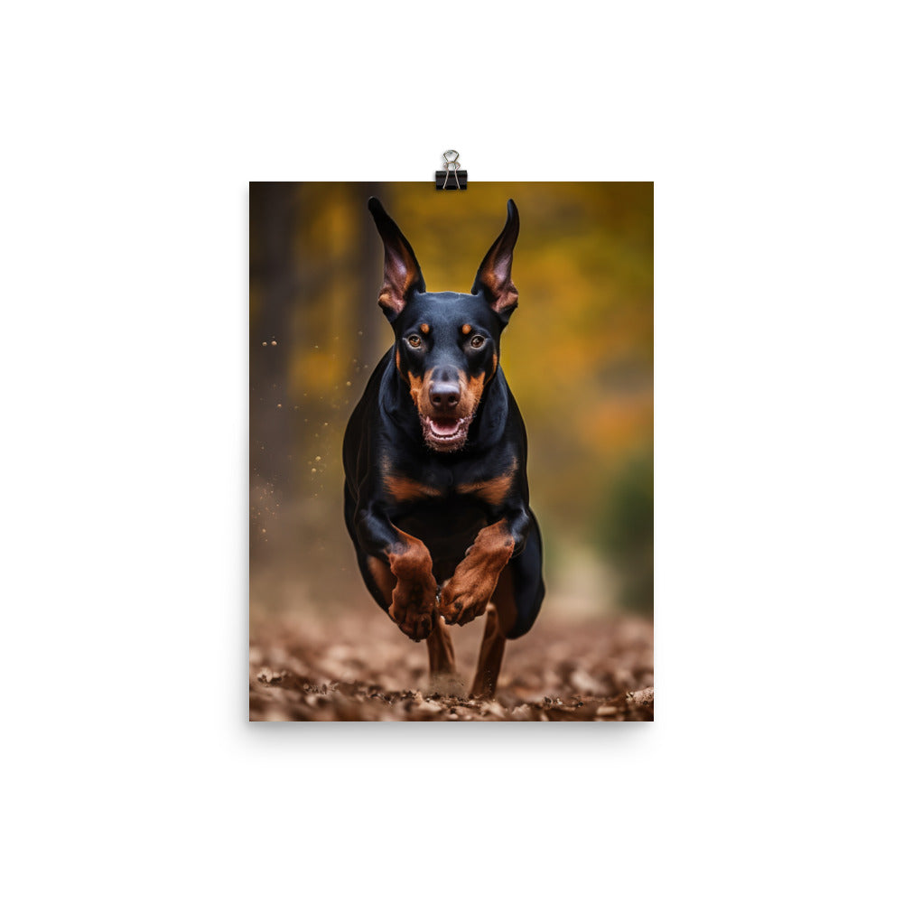 Doberman Pinschers love of running Photo paper poster - PosterfyAI.com