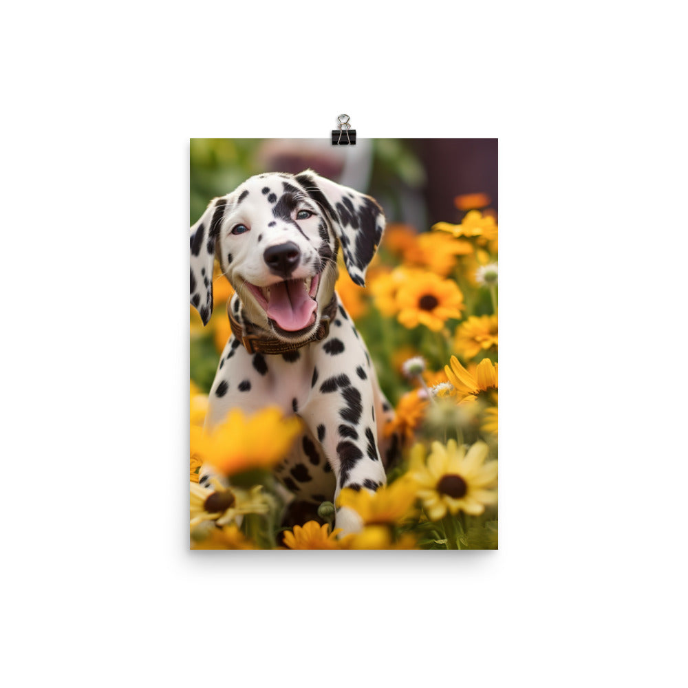 Dalmatian Pup in the Garden Photo paper poster - PosterfyAI.com