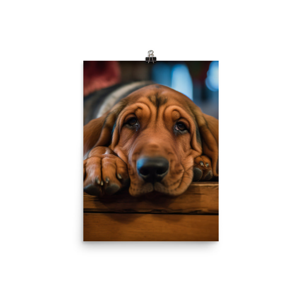 Cuddles with a Bloodhound Photo paper poster - PosterfyAI.com