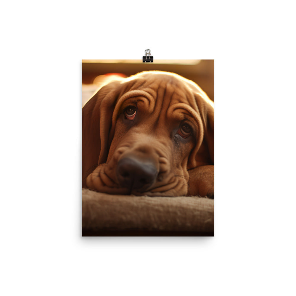 Cuddles with a Bloodhound Photo paper poster - PosterfyAI.com