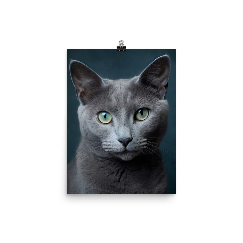 Russian Blue Cat Photo paper poster - PosterfyAI.com