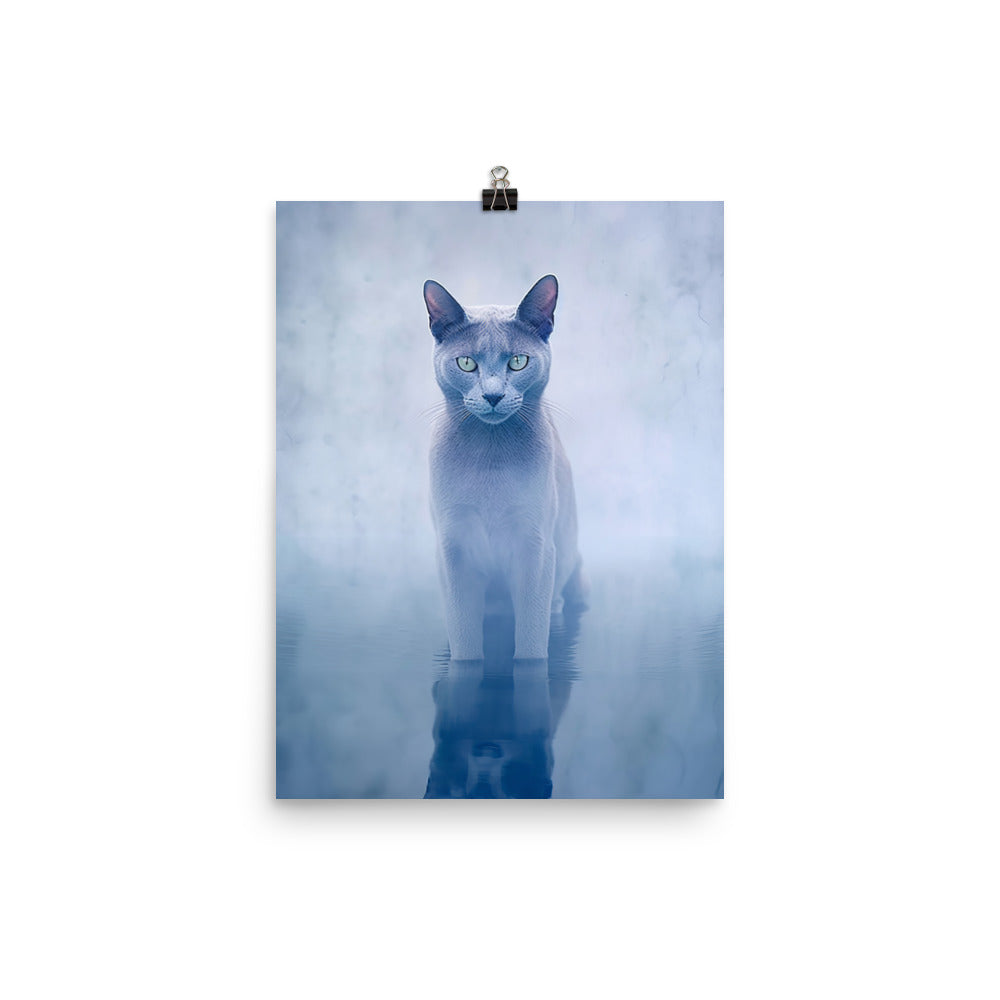 Mysterious World of Russian Blue Cat Photo paper poster - PosterfyAI.com