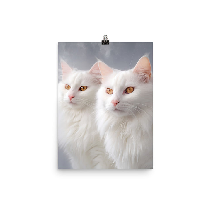 Turkish Van Cat in Winter Photo paper poster - PosterfyAI.com