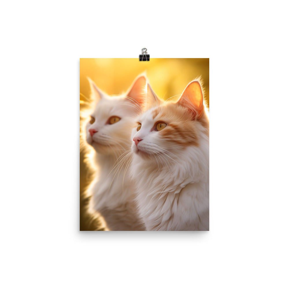 Turkish Van Cat Basking Photo paper poster - PosterfyAI.com